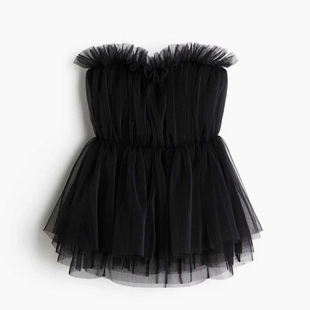 NWT H&M Pleated Tulled Bandeau Top Sz S
